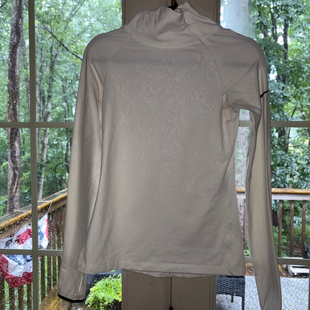 Nike White Fitted Long Sleeve Polo Sweatshirt